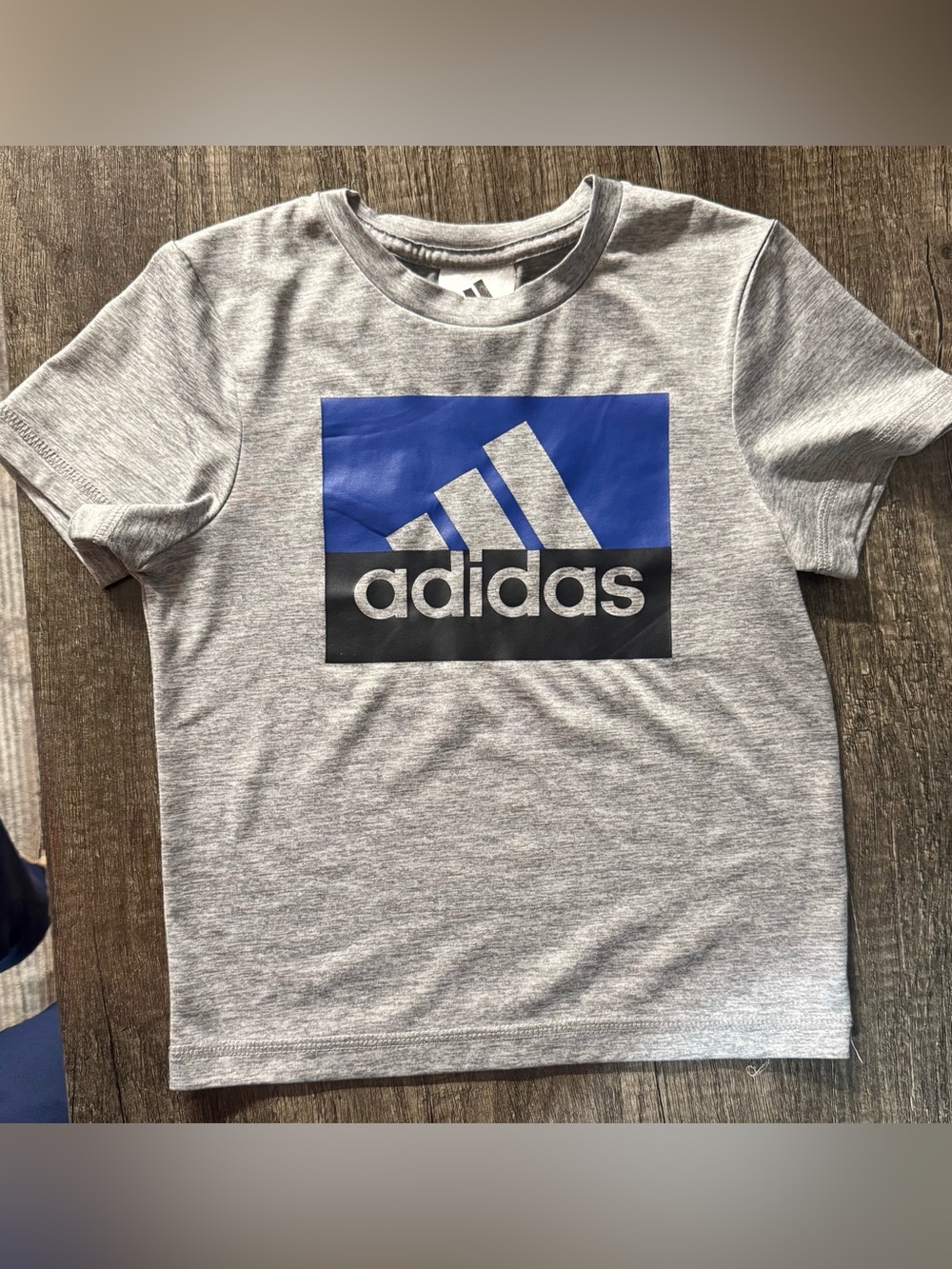 adidas Gray Tee with Blue and Black Logo